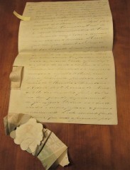 Carta de Mercê do Rei D. Pedro V, atendendo a que “Sua Magestade a Raínha Senhora Dona Maria II minha muito Amada e Prezada Mãe de saudosa memória…” houve por bem por seu Real Decreto de 3 de Agosto  de 1852, fazer Mercê ao Governador Civil do Distrito de Vizeu, Manuel de  Mello Castro e Abreu, do título de Seu Conselheiro, lhe manda passar esta  Carta de Mercê.